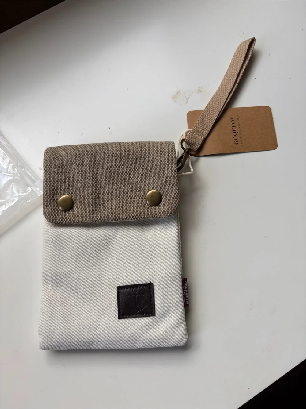 Anthology Canvas Crossbody Phone Bag - White/Tan